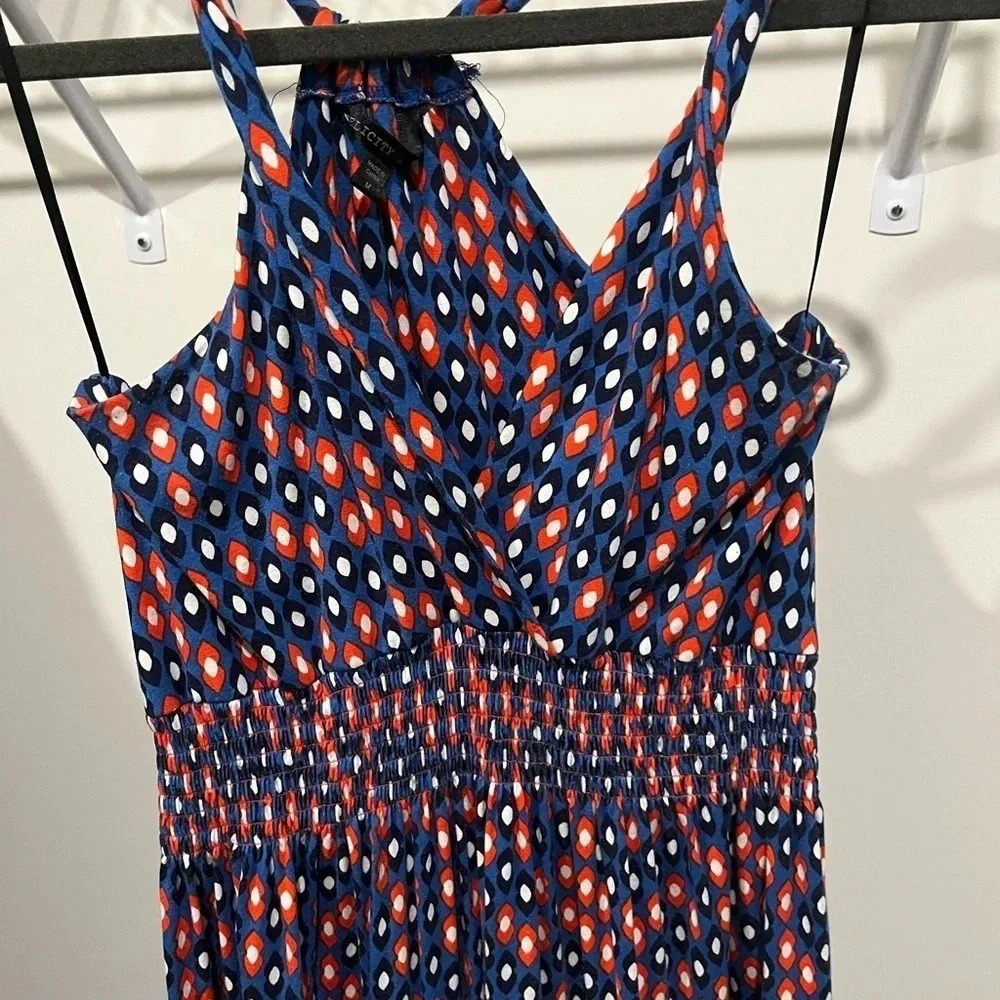Halter neck blue and orange maxi dress - Picture 3 of 7